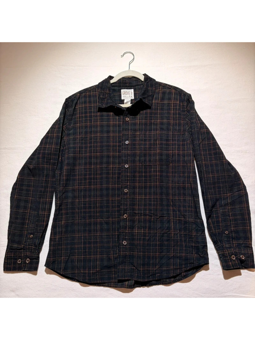 Grove & Hollow Plaid Flannel Shirt Mens Large 100% Cotton Workwear